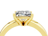 Yellow gold Princess Cut Moissanite Solitaire Engagement Ring with Round Band and Four-Prong Setting_4