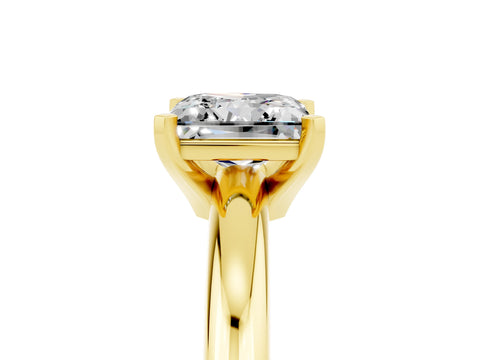 Yellow gold Princess Cut Moissanite Solitaire Engagement Ring with Round Band and Four-Prong Setting_5