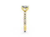 Yellow gold Princess Cut Moissanite Solitaire Pavé Band with Four-Prong Setting_2