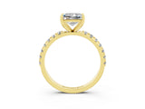 Yellow gold Princess Cut Moissanite Solitaire Pavé Band with Four-Prong Setting_3
