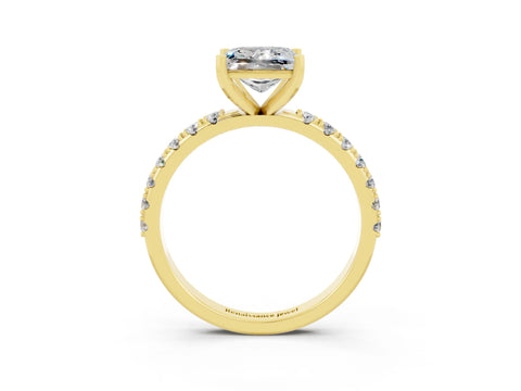 Yellow gold Princess Cut Moissanite Solitaire Pavé Band with Four-Prong Setting_3