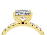 Yellow gold Princess Cut Moissanite Solitaire Pavé Band with Four-Prong Setting_4