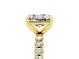 Yellow gold Princess Cut Moissanite Solitaire Pavé Band with Four-Prong Setting_5