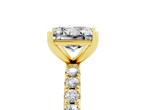 Yellow gold Princess Cut Moissanite Solitaire Pavé Band with Four-Prong Setting_5