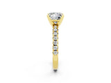 Yellow gold Princess Cut Moissanite Solitaire Pavé Engagement Ring with Round Band and Prong Setting_14