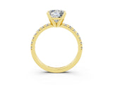 Yellow gold Princess Cut Moissanite Solitaire Pavé Engagement Ring with Round Band and Prong Setting_15