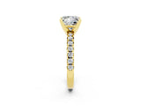 Yellow gold Princess Cut Moissanite Solitaire Pavé Engagement Ring with Round Band and Prong Setting_76