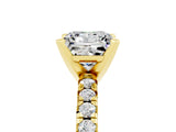 Yellow gold Princess Cut Moissanite Solitaire Pavé Engagement Ring with Round Band and Prong Setting_79