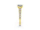 Yellow gold Princess Cut Moissanite Solitaire Ring with Cathedral Setting and Pavé Band_2