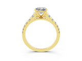 Yellow gold Princess Cut Moissanite Solitaire Ring with Cathedral Setting and Pavé Band_3