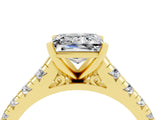 Yellow gold Princess Cut Moissanite Solitaire Ring with Cathedral Setting and Pavé Band_4