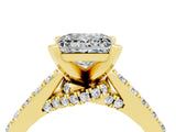 Yellow gold Princess Cut Moissanite Solitaire Ring with Crossover Gallery and Round  Pavé Band_16