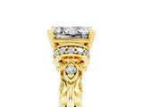 Yellow gold Princess Cut Moissanite Solitaire Ring with Filigree Band and Four-Prong Setting_29