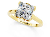 Yellow gold Princess Cut Moissanite Solitaire Ring with Flower Prong Setting and Classic Band_13