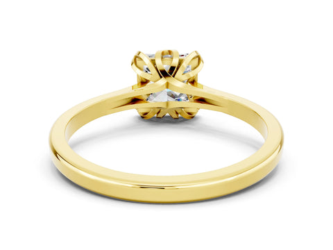 Yellow gold Princess Cut Moissanite Solitaire Ring with Flower Prong Setting and Classic Band_36