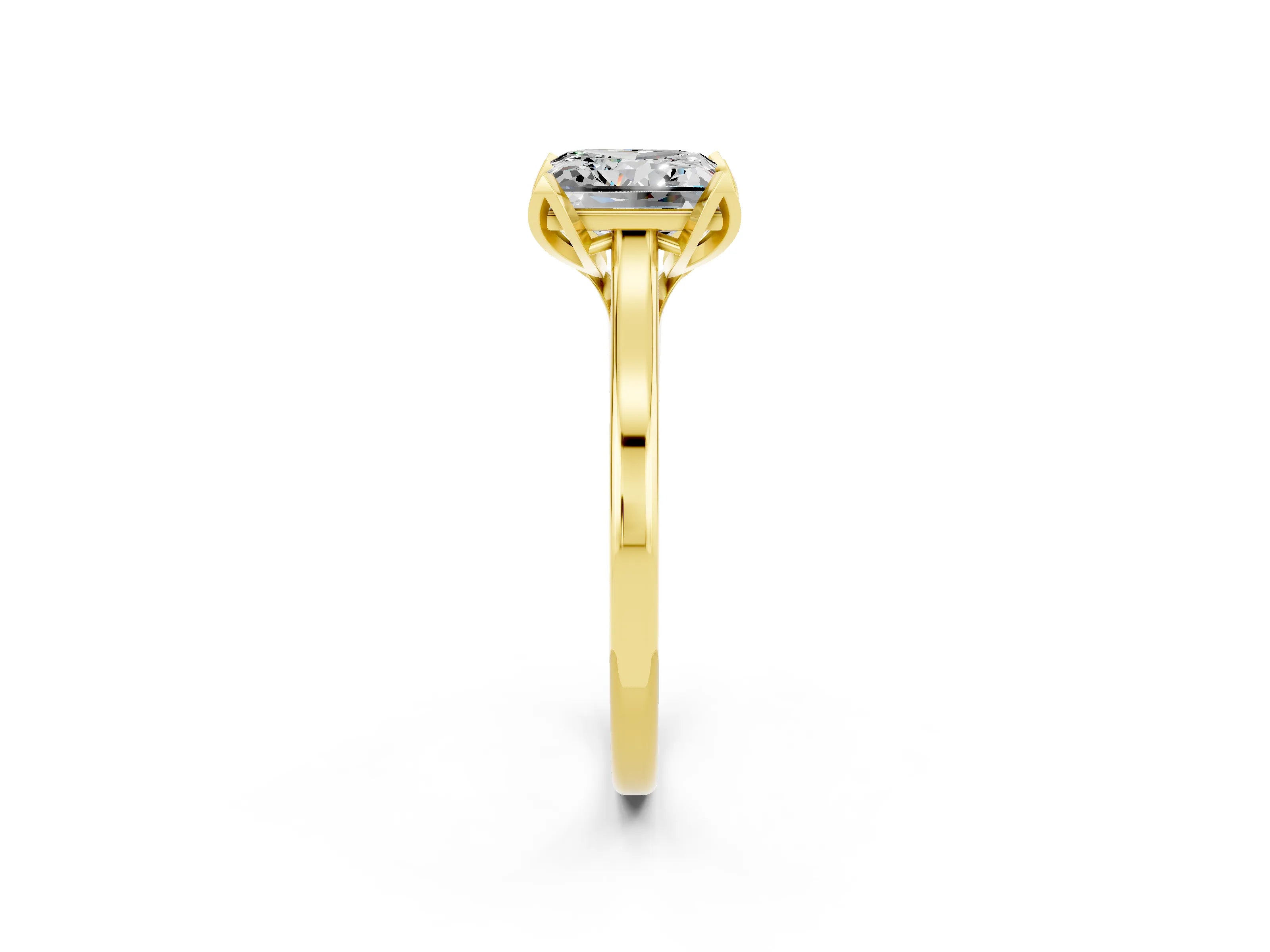Yellow gold Princess Cut Moissanite Solitaire Ring with Flower Prong Setting and Classic Band_38