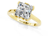 Yellow gold Princess Cut Moissanite Solitaire Ring with Flower Prong Setting and Classic Band_38