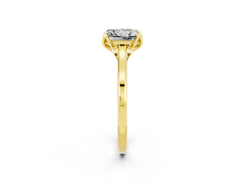 Yellow gold Princess Cut Moissanite Solitaire Ring with Flower Prong Setting and Classic Band_38