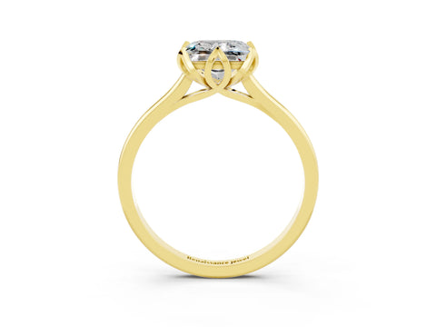 Yellow gold Princess Cut Moissanite Solitaire Ring with Flower Prong Setting and Classic Band_39