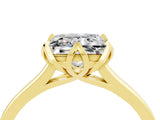 Yellow gold Princess Cut Moissanite Solitaire Ring with Flower Prong Setting and Classic Band_41