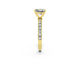 Yellow gold Princess Cut Moissanite Solitaire Ring with Pavé Accents and Four-Prong Setting_2