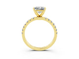 Yellow gold Princess Cut Moissanite Solitaire Ring with Pavé Accents and Four-Prong Setting_3
