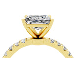 Yellow gold Princess Cut Moissanite Solitaire Ring with Pavé Accents and Four-Prong Setting_4