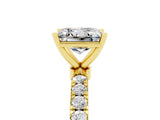 Yellow gold Princess Cut Moissanite Solitaire Ring with Pavé Accents and Four-Prong Setting_5