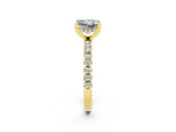 Yellow gold Princess Cut Moissanite Solitaire Ring with Pavé Band and Four-Prong Setting_26