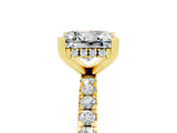 Yellow gold Princess Cut Moissanite Solitaire Ring with Pavé Band and Four-Prong Setting_29