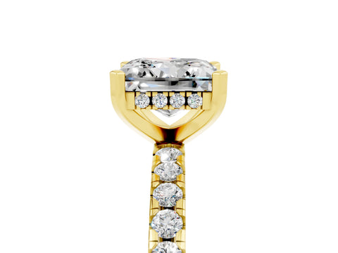 Yellow gold Princess Cut Moissanite Solitaire Ring with Pavé Band and Four-Prong Setting_29