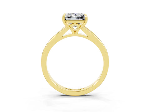 Yellow gold Princess Cut Moissanite Solitaire Ring with Pavé Band and Prong Setting_15