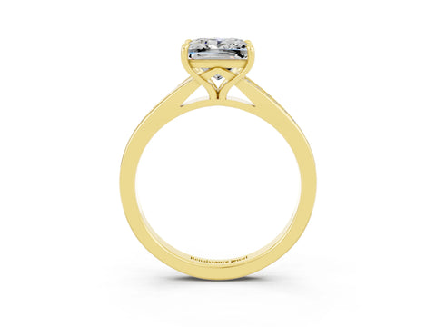 Yellow gold Princess Cut Moissanite Solitaire Ring with Pavé Band and Prong Setting_3
