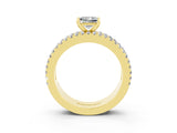 Yellow gold Princess Cut Moissanite Solitaire Ring with Pavé and Channel Set Band_3