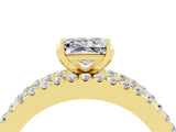 Yellow gold Princess Cut Moissanite Solitaire Ring with Pavé and Channel Set Band_4