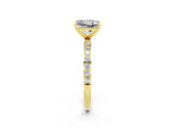 Yellow gold Princess Cut Moissanite Solitaire Ring with Pave Band and Four Prong Setting_26