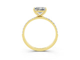 Yellow gold Princess Cut Moissanite Solitaire Ring with Pave Band and Four Prong Setting_27