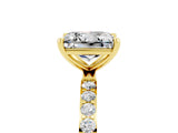 Yellow gold Princess Cut Moissanite Solitaire Ring with Pave Band and Four Prong Setting_29