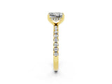 Yellow gold Princess Cut Moissanite Solitaire Ring with Round  Pavé Band and Four-Prong Setting_38