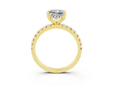 Yellow gold Princess Cut Moissanite Solitaire Ring with Round  Pavé Band and Four-Prong Setting_39