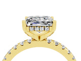 Yellow gold Princess Cut Moissanite Solitaire Ring with Round  Pavé Band and Four-Prong Setting_40