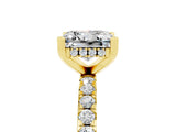 Yellow gold Princess Cut Moissanite Solitaire Ring with Round  Pavé Band and Four-Prong Setting_41