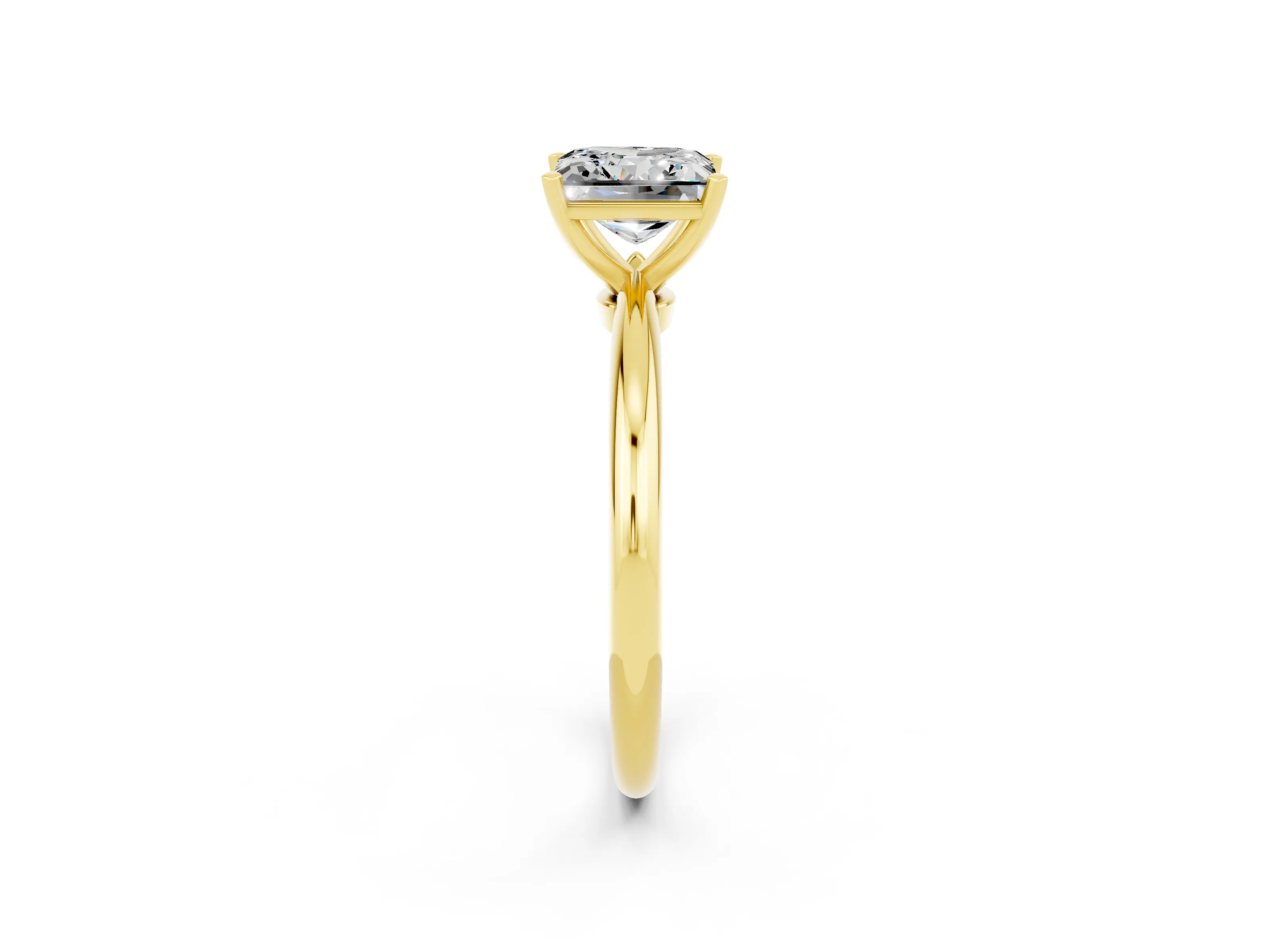 Yellow gold Princess Cut Moissanite Solitaire Ring with Six-Prong Setting and Classic Band_2