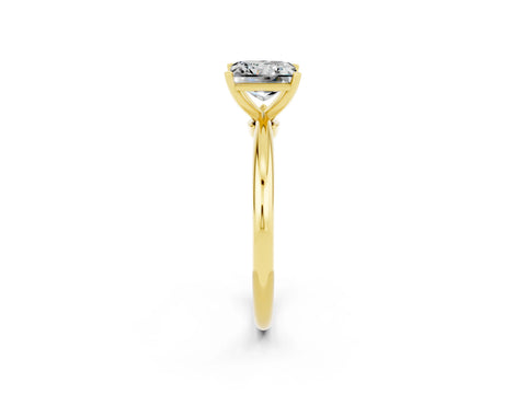 Yellow gold Princess Cut Moissanite Solitaire Ring with Six-Prong Setting and Classic Band_2