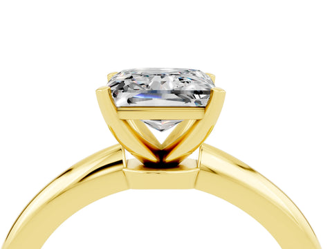 Yellow gold Princess Cut Moissanite Solitaire Ring with Six-Prong Setting and Classic Band_4