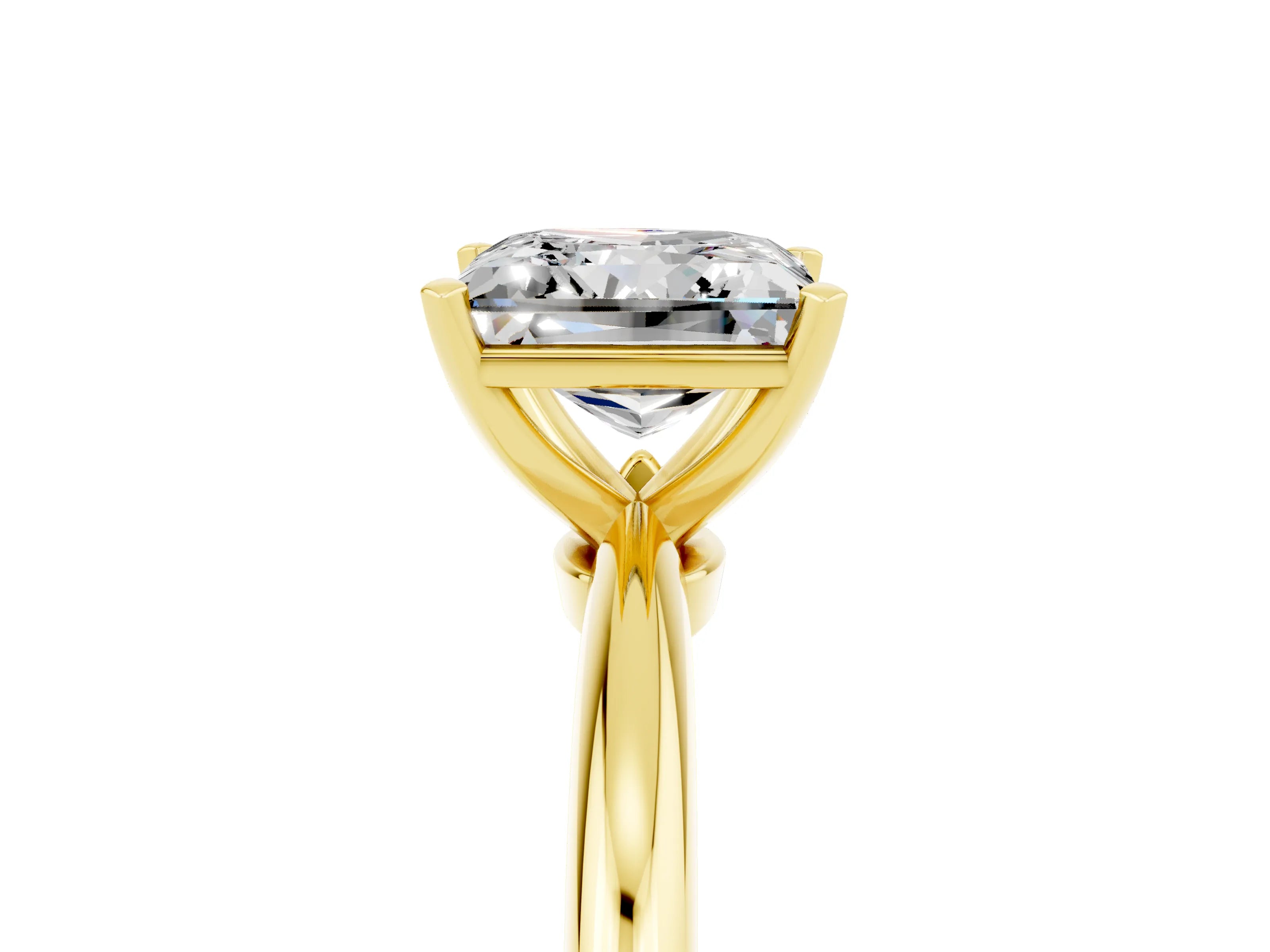 Yellow gold Princess Cut Moissanite Solitaire Ring with Six-Prong Setting and Classic Band_5