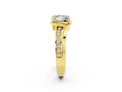 Yellow gold Princess Cut Moissanite Solitaire Ring with Split Shank and Prong Setting_2