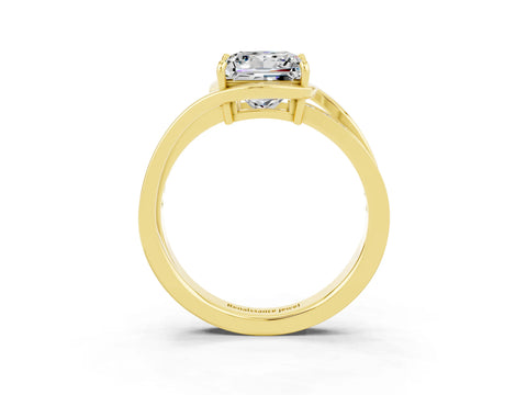 Yellow gold Princess Cut Moissanite Solitaire Ring with Split Shank and Prong Setting_3