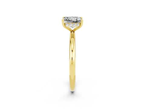 Yellow gold Princess Cut Moissanite Solitaire Ring with Thin Band and Four-Prong Setting_2