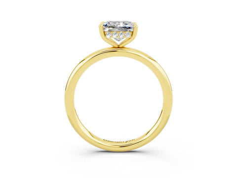 Yellow gold Princess Cut Moissanite Solitaire Ring with Thin Band and Four-Prong Setting_3